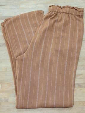 American Eagle Outfitters Brown Pinstripe Elastic-Waist Pants Size XS